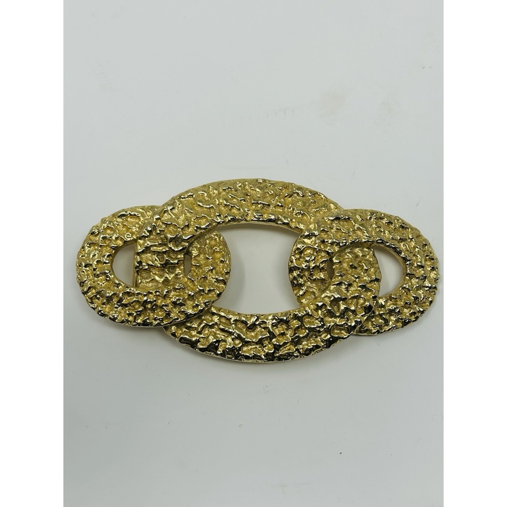 Vintage Mimi di N 1983 Signed Gold Plated Textured Belt Buckle Statement‎ Retro